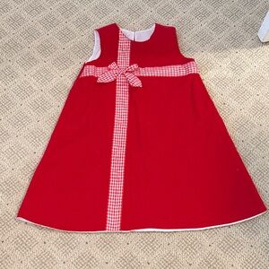 Red Gingham Bow Kids Formal Dress